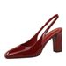 Elegant Women's Square-Toe Chunky Heel Open-Back Pumps - Breathable Hollow-Out Design, High Heel Dress Shoes For Banquets & Parties High Heel Shoes_vogvips.com