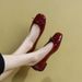 Flat Bottomed Versatile For Women, 2025 New Spring Low Heeled Red Shoes, Summer Square Toe Women's Single Shoes_vogvips.com