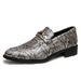 Suitable For All Seasons Hair Stylist Men With Suit Pants, Snake Pattern Pointed Toe Casual Nightclub Bar Slip-On Leather Shoes For Fashion Show_vogvips.com