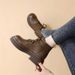 Platform Height Increaing Lace-up Short Martin Boot For Women 2024 Autumn New Korean Fahion Caual Small Leather_vogvips.com