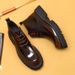 Men's leather zipper patent leather shiny British ankle boots pointed platform boots for men_vogvips.com
