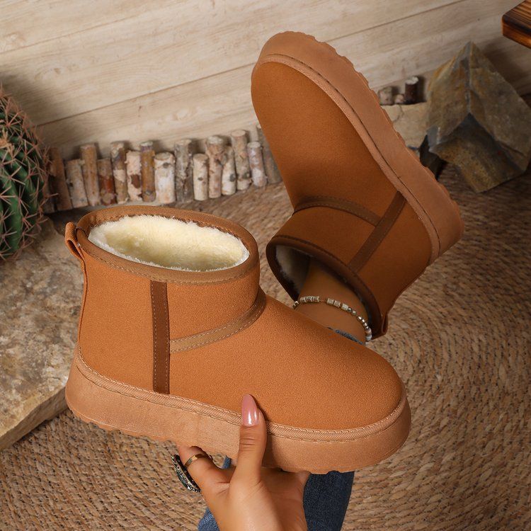 Women's Shoes Winter Thick Soled Snow Boots , Made Of Fur, Petite Size, Height Increasing, Fleece Lined, Warm, Northeast Style Cotton Padded Shoes_vogvips.com