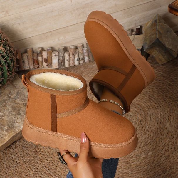 Women's Shoes Winter Thick Soled Snow Boots , Made Of Fur, Petite Size, Height Increasing, Fleece Lined, Warm, Northeast Style Cotton Padded Shoes_vogvips.com