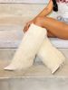 Y2K Women Fuzzy Plush Knee-High Boots Pointed Toe Stiletto Heel Fluffy Winter Vibe EssentialWarm Party Boots_vogvips.com