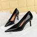 Glossy Patent Leather Women's Shoes High Heels Thin Heels Shallow Mouth Pointed Thin High Heels Single Shoes_vogvips.com