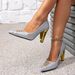 Silver Fashionable Shiny Special Shaped Sexy Four Seasons High Heels Mule Women S Shoes_vogvips.com