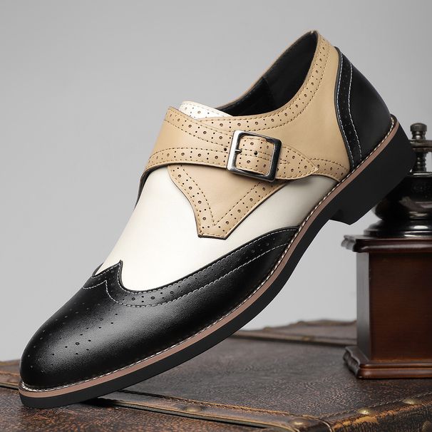 .Men's Business Formal Casual Leather Shoes With Brocade Embossing - Large Size - Fashionable And Versatile Men's Shoes_vogvips.com