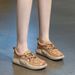PlaSandals Women Summer Round Toe Shoes Lace-Up Genuine Leather Thick Bottom Lightweight Casual Sneakers Sandalstform Woman Shoe_vogvips.com