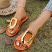 Women's Casual Versatile Flat For Foreign Trade, 2026 New Korean Style Fashion Metal Buckle One-strap Beach Sandals_vogvips.com