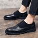 Euro Step Large Size Brogue For Men 2025 Korean Style Color Block Business Formal Leather Shoes_vogvips.com