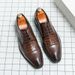 Men's Fashion Brown Brock Carved Men's Shoes Braided Blue Business Derby Shoes Lace-up Genuine Leather British Banquet Dress Wedding Leather_vogvips.com