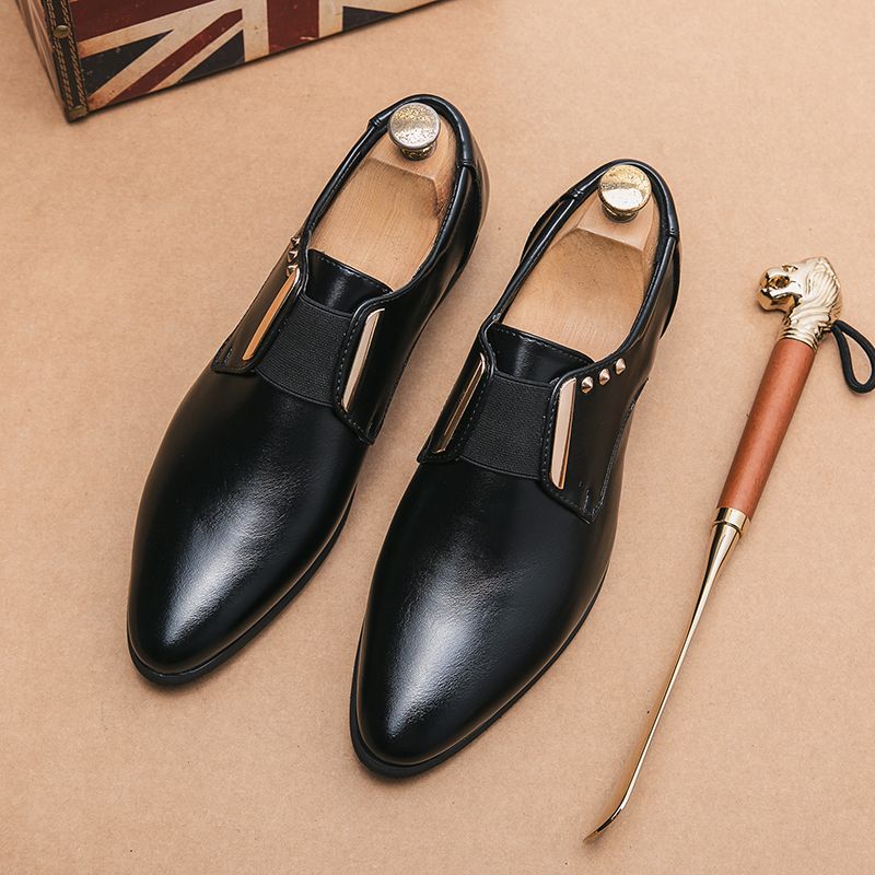 New Fashion Men's Brown Business Casual Loafer Shoes Daily Office Black Buckle Monk Men's Shoes One Foot Cover Banquet Dress Wedding Leather Shoes_vogvips.com