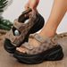 Shoes Women's Shoes Sandals Platform Velcro Large Size Foreign Trade Thick Soled Sandals Cross Border Denim Women's Shoes Sandals_vogvips.com