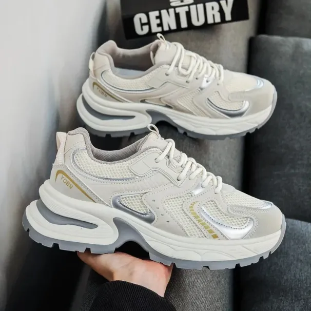 Sneakers Men Korean Style Dad Shoes Men's Spring 2025 Student Sports Running Casual Thick Bottom Heightening Men's Shoes_vogvips.com