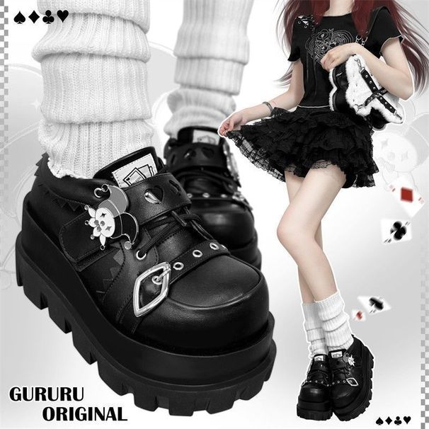 Weird GURURU Original Y K Subculture Clown Poker Theme Punk Hottie Soft Thick Soled Shoes_vogvips.com