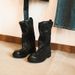 Women’s Shoes Mid Calf Boots With Round Head And Large Tube CircumferenceThick Heels Pleated Pile Boots_vogvips.com