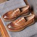 Euro Step Thick-Soled Black Shoes For Men, Genuine Leather New Single Shoes, British Style Versatile Loafers, High-End Polished_vogvips.com