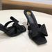 2025 Summer Yang Shulin New Satin High Slippers Thin Heel Sexy French Square Toe Bowknot Rhinestone Sandals For Women_vogvips.com