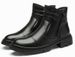 Casual Boots Leather Splicing Round Head Side Zipper High Top Men's Boots Rubber Non-slip Single Shoes_vogvips.com
