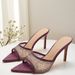 Rhinestone Pointed-toe Stiletto High-heeled Sandals, Sexy Fashionable Women's Outdoor Slippers, European And American_vogvips.com