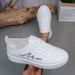 2026 New Spring/Summer Breathable Leather White Shoes With Hollow Mesh Design, Soft Sole, Versatile, Comfortable Casual_vogvips.com