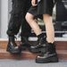 Martin Boots Heightened Thin Thick-soled Lace-up Thick Heel Handsome Short Boots Men's Trend_vogvips.com