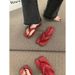 Women's Shoes Stylish Red Flip Flops With Pig's Trotter Design, Perfect For Summer , Ideal For Beach Wear, Flat And Resilient._vogvips.com