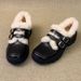 Cowhide Soft Leather Thick-soled Fluffy Small Leather Shoes Women's Velvet Warm Cotton Shoes Loafers Single Shoes_vogvips.com