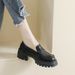 Black Small Leather Shoes Women's Platform One-pedal Retro Loafers British Style Work Shoes_vogvips.com