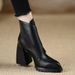 Women's Pointed Toe Metallic Detail Vintage Boots With Hidden Platform Chunky Heel Fashion Ankle Booties High Heeled Fashion Boots._vogvips.com