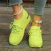 Women's Large Size Sports Shoes For Women Lace Up Mesh Thick Bottom Casual Fashion Flying Woven Shoes For Women_vogvips.com
