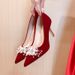 Women's Shoes Elegant Red Pointed-Toe High Heels For Women - Stylish Stiletto Pumps With Soft Suede Upper And Comfortable Rubber Sole_vogvips.com