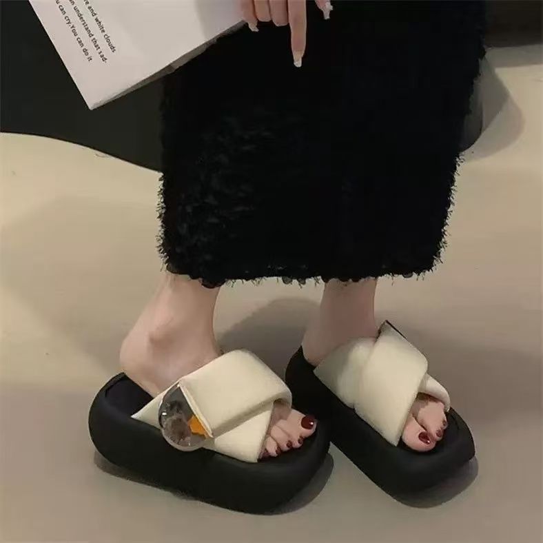 European Collection 2026 Summer Metallic Cross-Strap Sandals For Women, Thick-Soled Height-Increasing Casual Vacation_vogvips.com