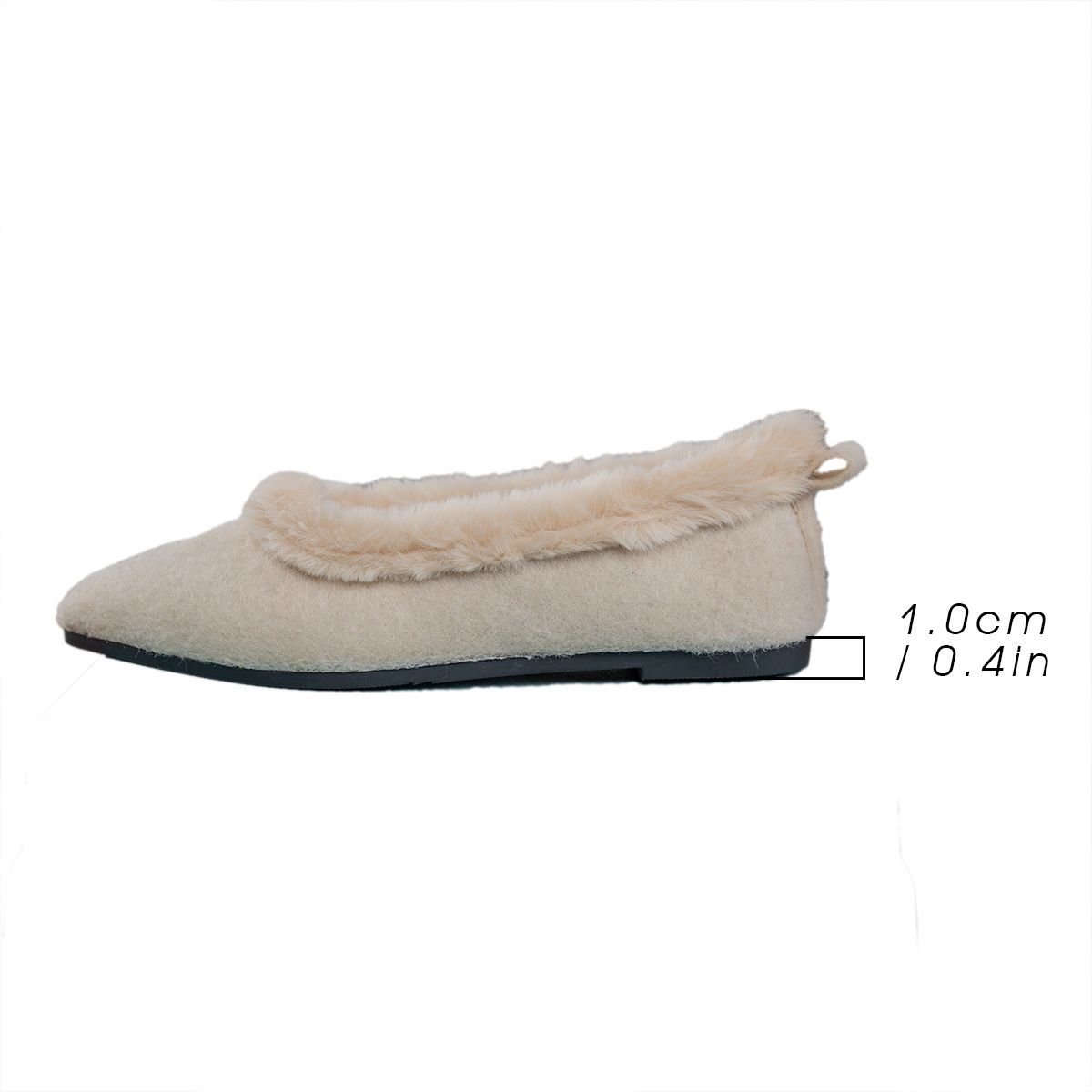 Women's Pointed Toe Warm Cotton Shoes Fleece Lined Flat Shallow Mouth Plus Size Autumn_vogvips.com