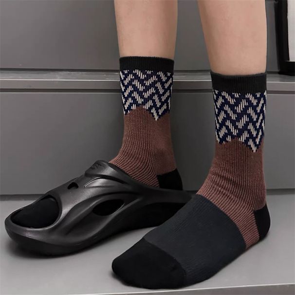 Retro Striped & Checkered Crew Socks – Soft Cotton Double Needle Knit – Breathable & Comfortable – Vintage Style – Stackable Design – Multiple Colors_vogvips.com