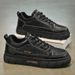 Spring New Breathable Waterproof Anti Slip Men's Trendy Versatile Black Leather Casual Sports Board Shoes Men_vogvips.com