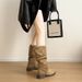 Short Thick Heel Mid-Calf Slouch Women's Summer 2025 New Autumn Melad Western Cowboy Martin Boots_vogvips.com