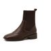 Autumn Winter Genuine Leather Knitted Sock Wool Thin Short Women Square Toe Chunky Heel Martin Boots_vogvips.com