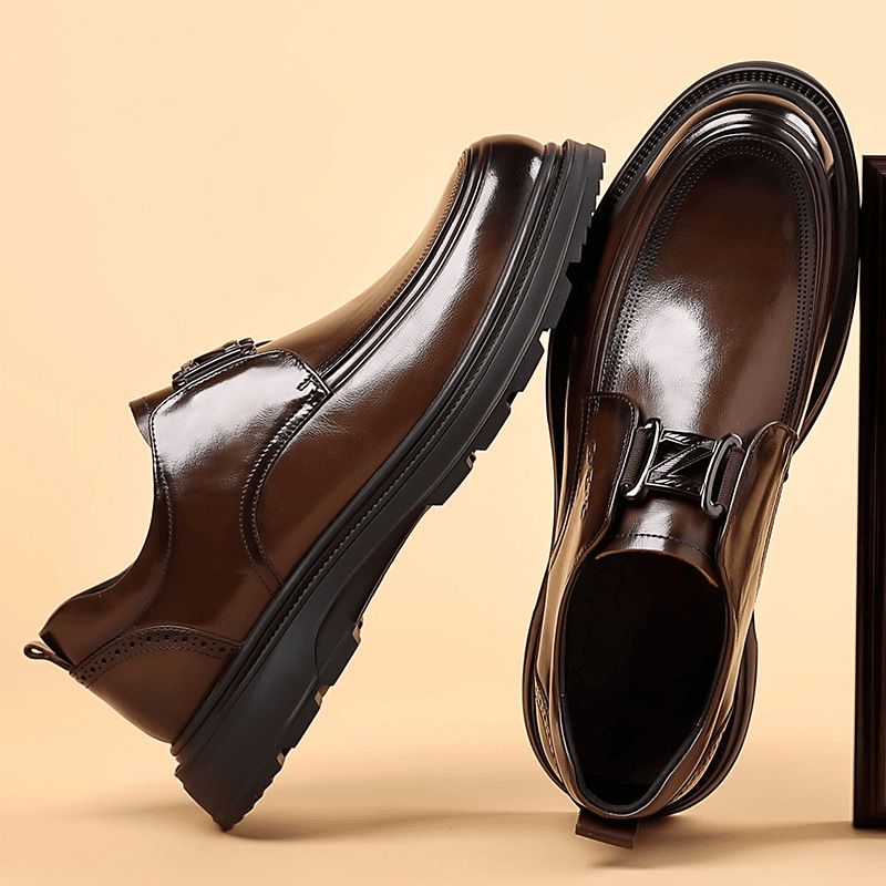 Men's Trendy Casual Genuine Leather Cowhide Shoes Breathable Formal Thick Soft Soled Business British Style Odor Resistant_vogvips.com