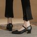 wangjia Wangjia Sheepskin French Retro Black High Heels Spring Single Strap Commuting Work Chunky Heel Mary Jane_vogvips.com