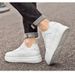 Invisible Inner Heightening Board Shoes Thick-soled Little White Shoes Muffin Shoes Low-top Cowhide Surface Sports Shoes Casual Shoes_vogvips.com