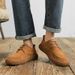New casual shoes men's suede frosted leather lightweight breathable soft sole lace-up work shoes_vogvips.com