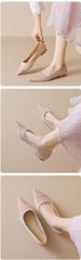 French Pointed Toe Nude Flat Shoes Women's Single Shoes Pregnant Women's Ladyshoes One Pedal Evening Ladyshoes_vogvips.com
