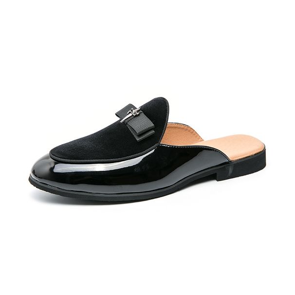 Breathable Men's Shoes British Plus Business Leather Fashion Slip-On Size Closed-Toe Slippers Half Style_vogvips.com
