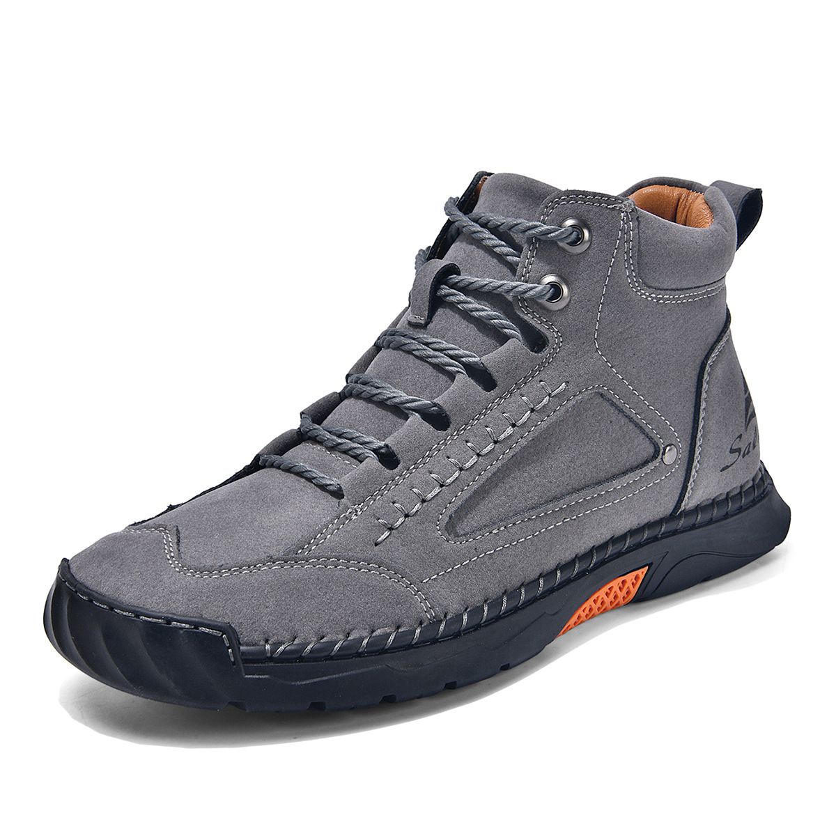 Cross-Border New Large Size Women's Leather Fashion Hand-Sewn Ankle Flat Short Boots Lace-Up Casual Shoes_vogvips.com