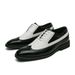 New Black And White Color-block Carved Brick Men's Shoes For Men's Business Leather British Derby Shoes Pointed Toe Banquet Wedding Leather Shoes_vogvips.com