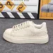 Cream White Quilted Stitch Platform Skate Shoes Wide Thick Laces Low Top Soft Leather Casual Men Sneakers_vogvips.com