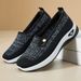 Women's Shallow Mouth Mother Shoes Fly-woven Breathable Single Shoes Soft-soled Feet Flat Shoes Middle-aged And Elderly Casual Shoes_vogvips.com