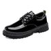 Bright Work Shoes Lace Up Black Big Head Shoes Four Seasons Students Fashion Casual Leather Shoes_vogvips.com