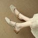 retro Square-toed Chunky-heeled Shallow Chinese-style Closed-toe Sandals, Summer New Model With Buckle Strap, Elegant_vogvips.com